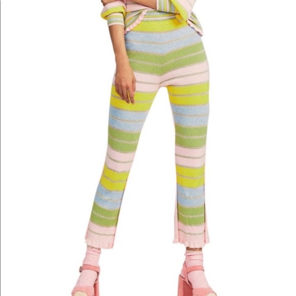 Love Shack Fancy Kaiden Pastel Party Linen Blend Pants Size L NWT - Picture 1 of 14